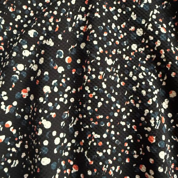 Fit & Flare Knee Length Scalloped V Neck Dress Splatter Black SZ 12 Skater - Picture 9 of 10